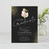 Glitter Ballon Universiteit Hoge School Afstudeerf Kaart (Staand voorkant)