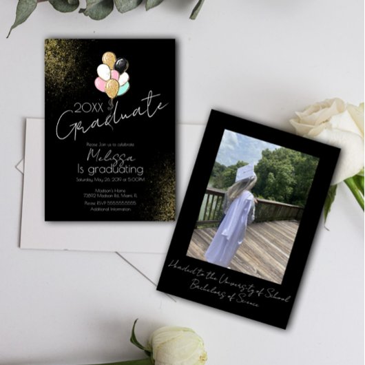 Glitter Ballon Universiteit Hoge School Afstudeerf Kaart