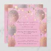 Glitter Ballonnen Roze Bruiloft Sweet 16 Pink Kaart (Voorkant / Achterkant)