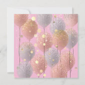 Glitter Ballonnen Roze Bruiloft Sweet 16 Pink Kaart (Achterkant)