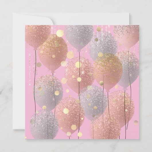 Glitter Ballonnen Roze Bruiloft Sweet 16 Pink Kaart (Achterkant)