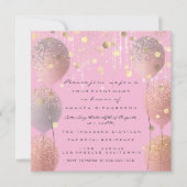 Glitter Ballonnen Roze Bruiloft Sweet 16 Pink Kaart (Voorkant)