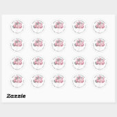 Glitter Ballonnen Roze en Zilver - Adres Ronde Sticker (Vel)