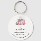 Glitter Ballonnen Roze en Zilver - Business Sleutelhanger (Achterkant)