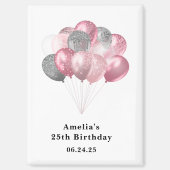 Glitter Ballonnen Roze en Zilver Save the Date Magneet (Voorkant)