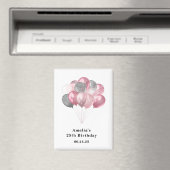 Glitter Ballonnen Roze en Zilver Save the Date Magneet (Insitu (Vaatwasser))