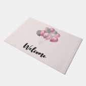 Glitter Ballonnen Roze en Zilver Welkom Deurmat (Schuin)