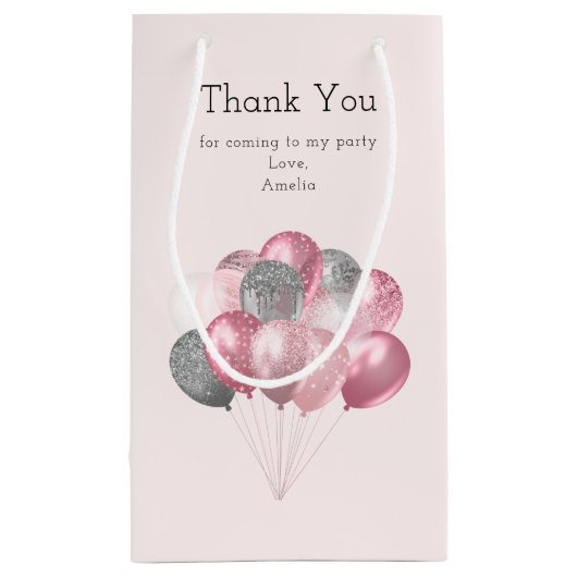 Glitter Ballonnen Roze & Zilveren Verjaardag Bedan Klein Cadeauzakje (Achterkant)