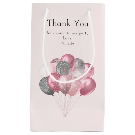 Glitter Ballonnen Roze & Zilveren Verjaardag Bedan Klein Cadeauzakje (Voorkant)