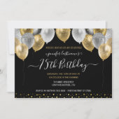 Glitter Ballonnen Uitnodiging 75ste Verjaardagsfee (Voorkant)