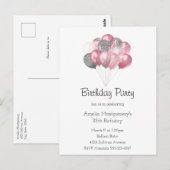 Glitter Balloon Bunch Roze en Zilveren Verjaardag Briefkaart (Voorkant / Achterkant)
