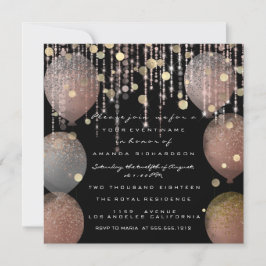 Glitter Balloon Roos Gold Bridal Sweet 16th Black Kaart