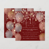 Glitter Balloon Roos Gold Bridal Sweet 16th Maroon Kaart (Voorkant / Achterkant)