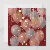 Glitter Balloon Roos Gold Bridal Sweet 16th Maroon Kaart (Achterkant)
