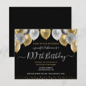 Glitter Balloons 100th Birthday Party Invitation (Voorkant / Achterkant)