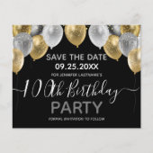 Glitter Balloons 100th Birthday Save the Date (Voorkant)