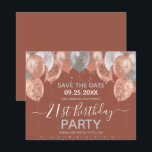 Glitter Balloons 21st Birthday Party Save the Date<br><div class="desc">Elegant faux zilver en gouden glitterballonnen aan de bovengrens. Alle tekst kan worden aangepast en kan eenvoudig worden gewijzigd voor uw eigen wensen. Geweldig elegant om het ontwerp van de sjabloon voor verjaardagsfeestjes op te slaan. 21e verjaardag,  behalve de data</div>