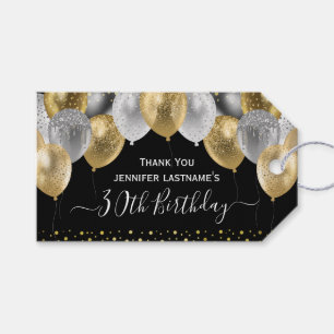 Glitter Balloons 30th Birthday Party Gift Labels Cadeaulabel