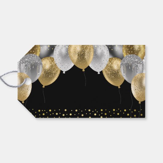 Glitter Balloons 40th Birthday Party Gift Labels Cadeaulabel (Achterkant Horizontaal)