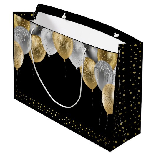 Glitter Balloons 40th Birthday Party Groot Cadeauzakje (Achterkant Gekanteld)
