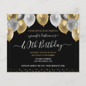 Glitter Balloons 40th Birthday Party Invitation (Voorkant)