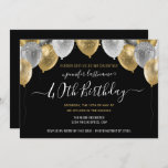 Glitter Balloons 40th Birthday Party Invitation Kaart<br><div class="desc">Elegant faux zilver en gouden glitterballonnen aan de bovengrens. Alle tekst kan worden aangepast en kan eenvoudig worden gewijzigd voor uw eigen wensen. Grote elegant bespaart het ontwerp van de sjabloon van de verjaardagsfeestdag. Elk jaar kan de leeftijd worden gewijzigd</div>