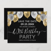 Glitter Balloons 40th Birthday Party Save the Date (Voorkant / Achterkant)