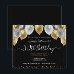 Glitter Balloons 50th Birthday Party Invitation<br><div class="desc">Elegant faux zilver en gouden glitterballonnen aan de bovengrens. Alle tekst kan worden aangepast en kan eenvoudig worden gewijzigd voor uw eigen wensen. Grote elegant bespaart het ontwerp van de sjabloon van de verjaardagsfeestdag. Elk jaar kan de leeftijd worden gewijzigd</div>