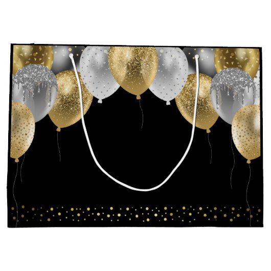 Glitter Balloons 60th Birthday Party Groot Cadeauzakje (Achterkant)