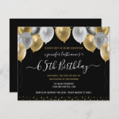 Glitter Balloons 65th Birthday Party Invitation (Voorkant / Achterkant)