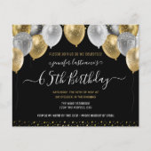 Glitter Balloons 65th Birthday Party Invitation (Voorkant)