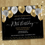 Glitter Balloons 70th Birthday Party Invitation<br><div class="desc">Elegant faux zilver en gouden glitterballonnen aan de bovengrens. Alle tekst kan worden aangepast en kan eenvoudig worden gewijzigd voor uw eigen wensen. Grote elegant bespaart het ontwerp van de sjabloon van de verjaardagsfeestdag. Elk jaar kan de leeftijd worden gewijzigd</div>