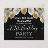 Glitter Balloons 70th Birthday Party Save the Date (Voorkant)