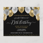 Glitter Balloons 75th Birthday Party Invitation (Voorkant)