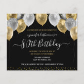 Glitter Balloons 80th Birthday Party Invitation (Voorkant)