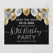 Glitter Balloons 80th Birthday Party Save the Date (Voorkant)