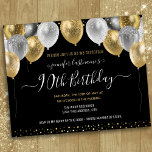 Glitter Balloons 90th Birthday Party Invitation<br><div class="desc">Elegant faux zilver en gouden glitterballonnen aan de bovengrens. Alle tekst kan worden aangepast en kan eenvoudig worden gewijzigd voor uw eigen wensen. Grote elegant bespaart het ontwerp van de sjabloon van de verjaardagsfeestdag. Elk jaar kan de leeftijd worden gewijzigd</div>