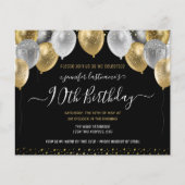 Glitter Balloons 90th Birthday Party Invitation (Voorkant)