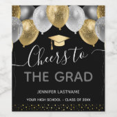 Glitter Balloons Cheers to Afstudeerder Party Wijn Etiket (Enkel label)