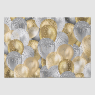 Glitter Balloons Gold en Silver Birthday Tissuepapier