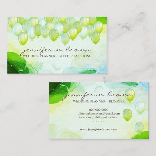 Glitter Balloons Party Event Planner glitz Visitekaartje (Voorkant / Achterkant)