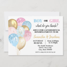 Glitter Balloons: roze of blauw Kaart