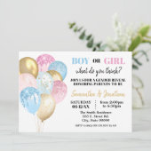 Glitter Balloons: roze of blauw Kaart (Staand voorkant)