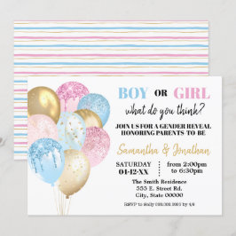 Glitter Balloons: roze of blauw Kaart