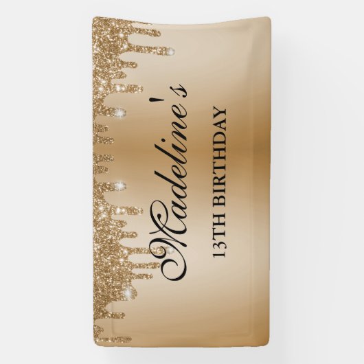Glitter-banner op maat voor Gold Driving Spandoek (Verticaal)