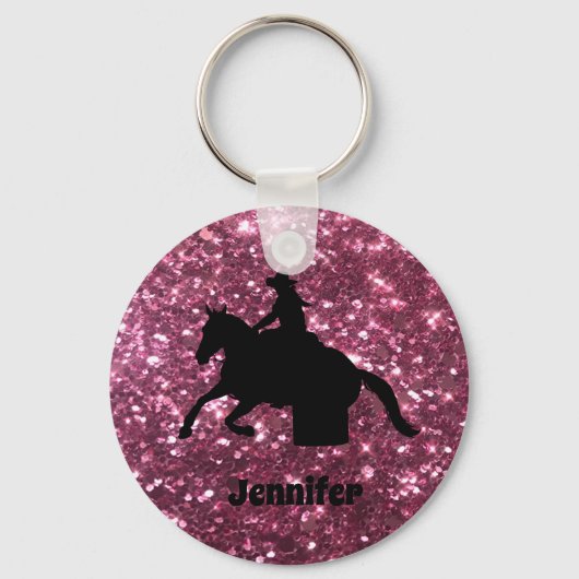 Glitter Barrel Racing Westerne Rodeo Sleutelhanger (Voorkant)
