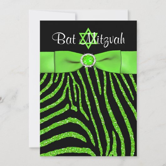 Glitter Bat Mitzvah Invite 2 Kaart (Voorkant)
