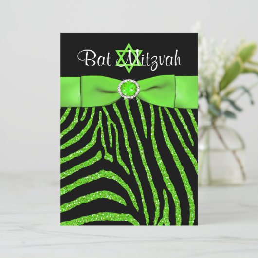 Glitter Bat Mitzvah Invite 2 Kaart (Staand voorkant)