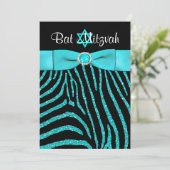 Glitter Bat Mitzvah Invite 3 Kaart (Staand voorkant)