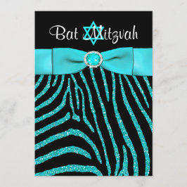 Glitter Bat Mitzvah Invite 3 Kaart